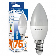 Лампа светодиодная IONICH 1536, декоративного освещение, свеча, C37, 8 Вт, 720 Лм, 230 В, 6500К, E14