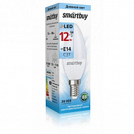 Лампа светодиодная Smartbuy, свеча, С37, Е14, 12Вт, 4000К 