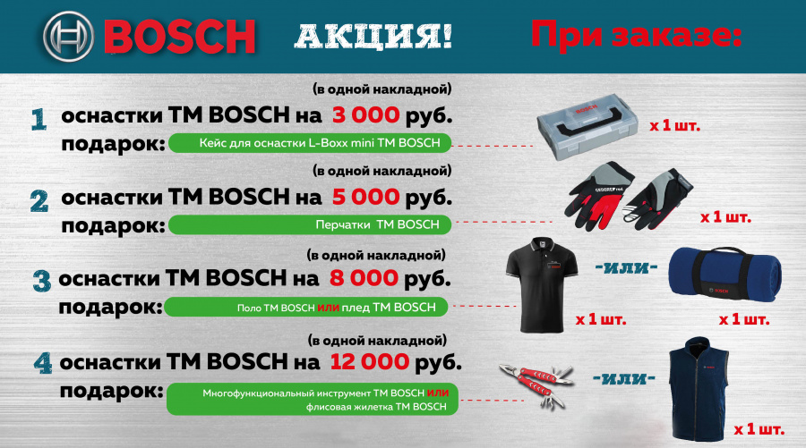 Подарки от Bosch при покупке оснастки!