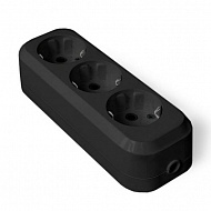 Колодка UNIVersal, 3 гнезда, с/з, AБС-пластик, черный, еврослот, 1307