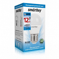 Лампа светодиодная Smartbuy, шар, G45, Е27, 12Вт, 6000К 