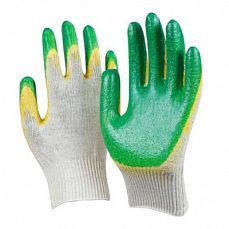 Перчатки СВС х/б с двойным латексным покрытием (зеленый) (10/250)