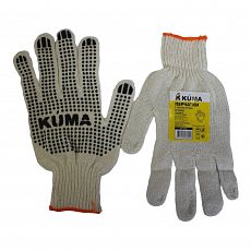 Перчатки KUMA с ПВХ 4н, 7,5 класс (точка),средние, оранжевая окантовка, размер М (10/300) 112008