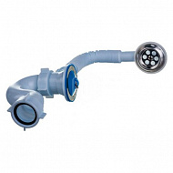 Сифон АНИ варяг, для ванны, трубный, с пробкой, 1 1/2'', 40 мм, выпуск с пластиковой решеткой, C6150 