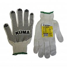Перчатки KUMA с ПВХ 5н, 7,5 класс (точка) стандарт, зеленая окантовка, размер М (10/250) 112010