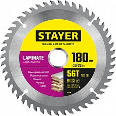 Диск пильный STAYER LAMINATE по ламинату,аккуратный рез 180x30/20мм 56T (1/6/24) 3684-180-30-56_z01