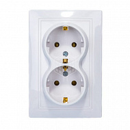 Розетка Smartbuy Венера, 2-местная, с заземлением, 16А, белая, SBE-01w-16-S2-Z-c 