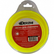 Леска для триммеров Derzhi, круглая, 4 мм, 15 м, блистер