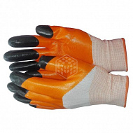 Перчатки нейлон, оранжевый, с черными пальцами