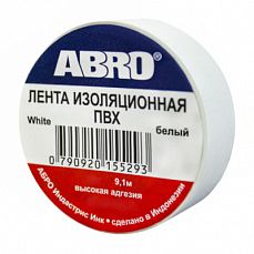 Изолента "ABRO" ET 912 белая (18мм*9,1м) (1/10/250) ET-912-18-10-WHT-RW