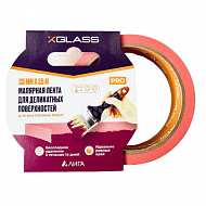 Лента клейкая X-Glass малярная, для деликатных поверхностей (бумага Washi), розовая, 25 мм, 25 м 