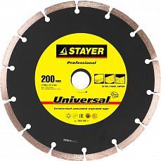 Диск STAYER "MASTER" отрезной алмазный, сегм,сух резка,УШМ,22,2х200мм (1/6/36) 3660-200