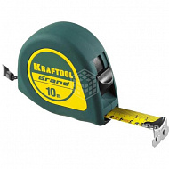Рулетка KRAFTOOL GRAND, обрезиненный пластиковый корпус, 10 м, 25 мм, 34022-10-25