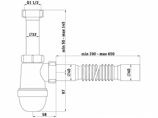 Сифон Ани пласт C0125 1 1/2\"х40, 00063118 - купить в Краснодаре по ...