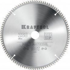 Пильный диск KRAFTOOL по алюминию Multi Material, 260 х 30 мм, 100Т (1/1) 36953-260-30_Z