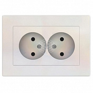 Розетка 2-м UNIVersal Афина, б/з, с/у, 16А, 220В, жемчуг, еврослот, A0102-OBr 