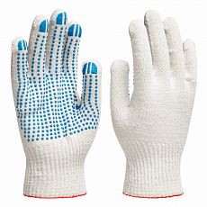 Перчатки рабочие х/б из смесовой пряжи с ПВХ класс вязки 10, размер 9 белые (10/200) П 50-10-20 LT