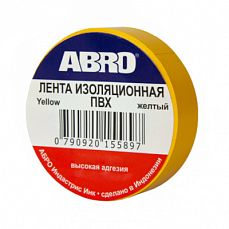 Изолента "ABRO" ET 912 желтая (15мм*9,1м) (1/10/250) ET-912-15-9-YLW-RW