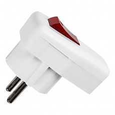 Вилка угловая с/з, с выключателем белая 16А 250В Smartbuy (1/1) SBE-16-P12-w