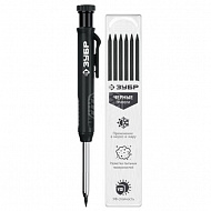 Строительный карандаш ЗУБР Профессионал, черный, HB, 6 сменных грифелей, АСК, 06311-2 