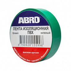 Изолента "ABRO" ET 912 зеленая (15мм*9,1м) (1/10/250) ET-912-15-9-GRN-RW