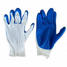 Перчатки рабочие DERZHI Gepro бело-синие нейлон 43г, размер 10 (5/400) 863409