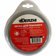 Леска для триммеров Derzhi, со стальным сердечником круглая, 3 мм, 15 м, блистер 