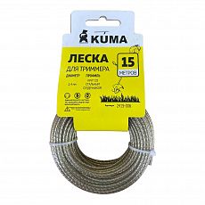 Леска для триммеров со стальным сердечником, круглая KUMA 2,4мм, 15м (прозрачная)