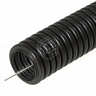 Труба гофрированная ПНД Промрукав, легкая, 350Н, черная, с зондом, стойкая к УФ, 20 мм, 25 м 