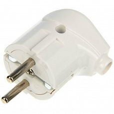 Вилка угловая с/з, белая 16А 250В Smartbuy (1/50) SBE-16-P02-w