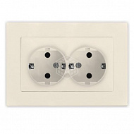 Розетка 2-м UNIVersal Афина, с/з, с/у, 16А, 220В, слоновая кость, еврослот, A0128-I 