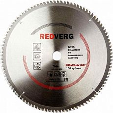 Диск пильный по алюминию и пластику RedVerg твердосплавный 305х25,4 мм/100 зубьев 800671_Z