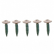 Саморез 4,2х32 мм, с прессшайбой, острый, RAL 1014 слоновая кость, 500 шт 