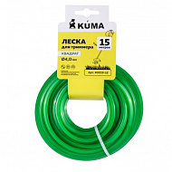 Леска для триммеров KUMA, квадратная, 4,0 мм, 15 м, подвес, 40015-12