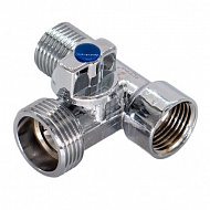 Кран шаровый CTM, 1/2"х3/4"х1/2", г/ш/ш, бабочка, CA3H1234
