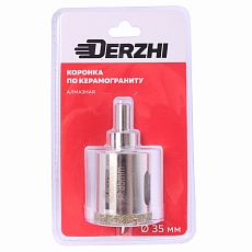 Коронка DERZHI алмазная по керамограниту ф35 мм (1/6/60) 8307-002