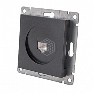 Розетка UNIVersal Афина, 1-м, компьютерная, RJ45, с/у, 1А, графит, еврослот, A0051-Gr 