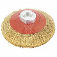 Щётка для УШМ Matrix, тарелка, 125 мм, М14, витая латунная проволока, 74616