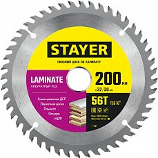 Диск пильный STAYER LAMINATE по ламинату,аккуратный рез 200x32/30мм 56T (1/6/24) 3684-200-32-56_z01