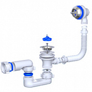 Сифон АНИ варяг, для ванны, плоский, с выпуском 1 1/2", 40 мм, с переливом, с пробкой, C6050