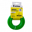 Леска для триммеров KUMA, квадратная, 2,4 мм, 15 м, подвес, 24015-12
