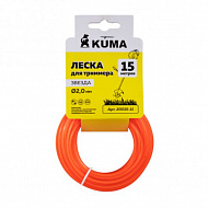 Леска для триммеров KUMA, звездочка, 2,0 мм, 15 м, подвес, 20015-11