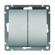 Выключатель 2-клавишный UNIVersal Афина, с/у, 10А, 220В, серебро, без рамки, еврослот, A0023-S 