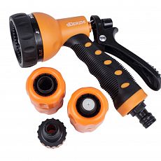 Набор поливочный DERZHI пистолет распылит 7 позиц., 2 соед 3/4",адапт внеш (1/24) 27369