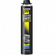 Клей-пена монтажная "ZIGGER PF" Cement проф.,всесезонная, 850 мл, 950 г  (1/12)