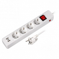 Сетевой фильтр Smartbuy SBSP-18C-W, 4-мест, 2 USB, Type-C, 1,8 м, 16 А, 2200 Вт, белый