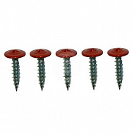 Саморез 4,2х19 мм, с прессшайбой, острый, RAL 3005 красный, 1000 шт 