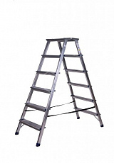 Стремянка Stairs алюм. с мини-платформой, 2-х сторонняя 6 ступеней АМР206