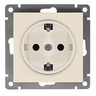 Розетка UNIVersal Афина,  1-м, с/з, с/у, 16А, 220В, слоновая кость, без рамки, еврослот, A0028-I