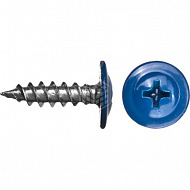 Саморез 4,2х25 мм, с прессшайбой, острый, RAL 5005 синий, 500 шт 